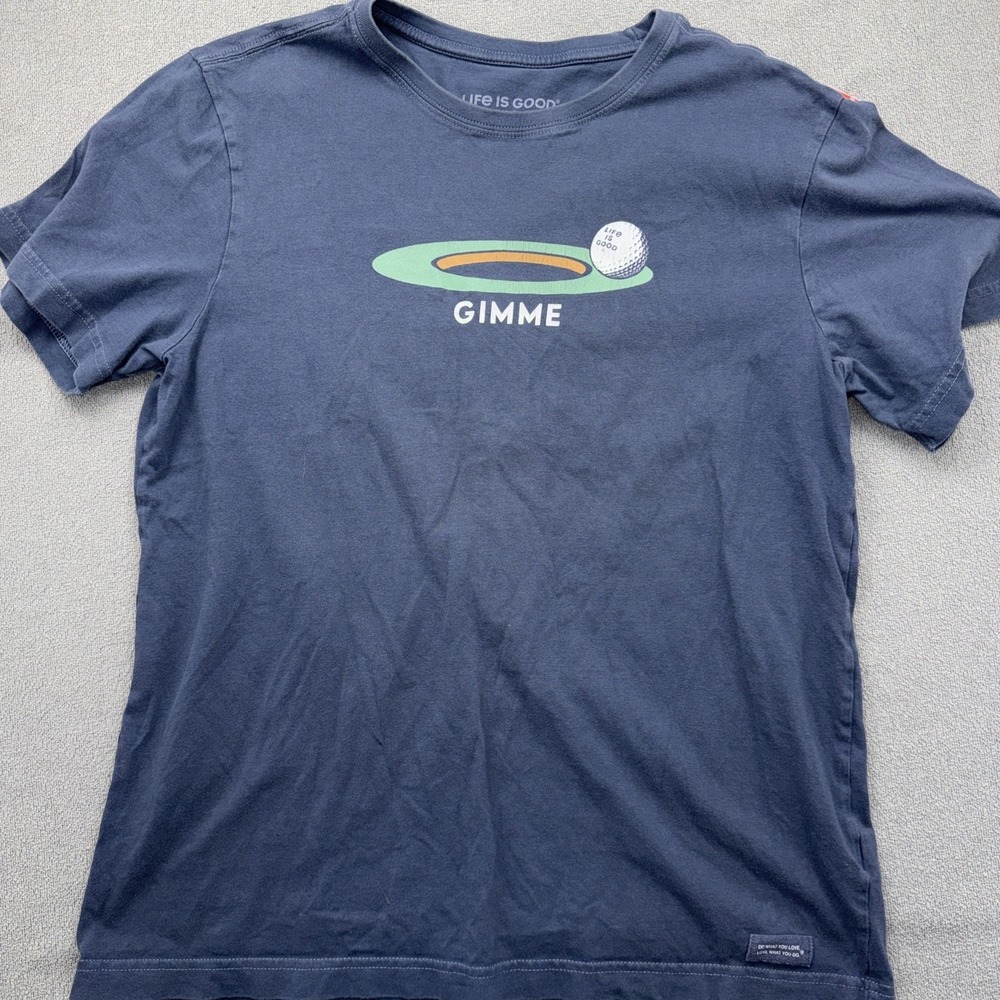 Life Is Good Mens sz Medium  T Shirt Blue Golf Crusher